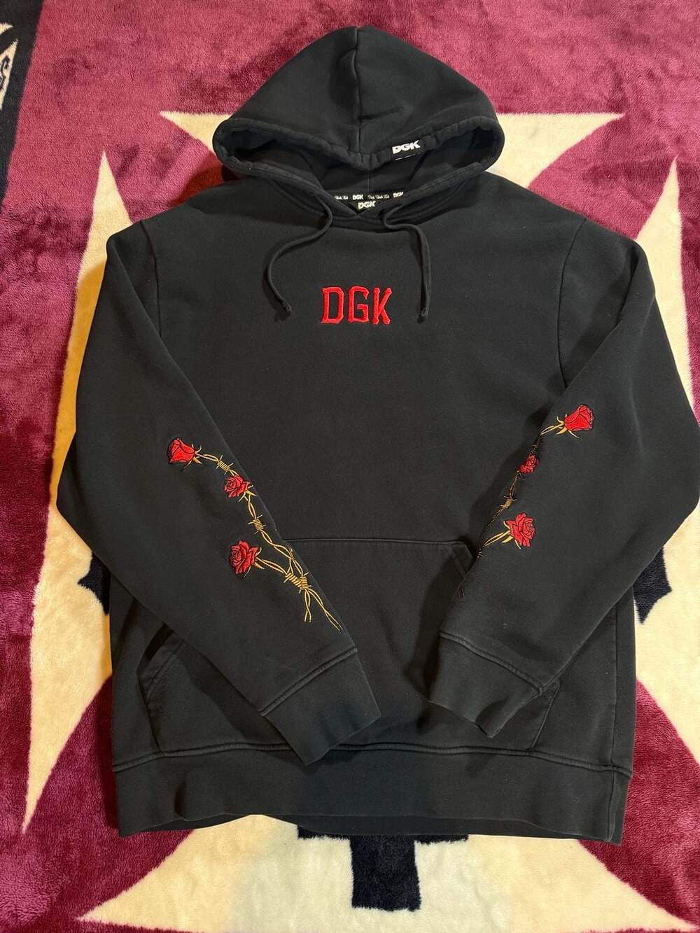 DGK Ruthless Jason Mask and Rose Embroidered Black Pullover Hoodie
